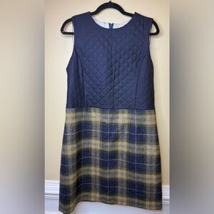 Brooks Brothers Navy Quilted Tartan Preppy Dress